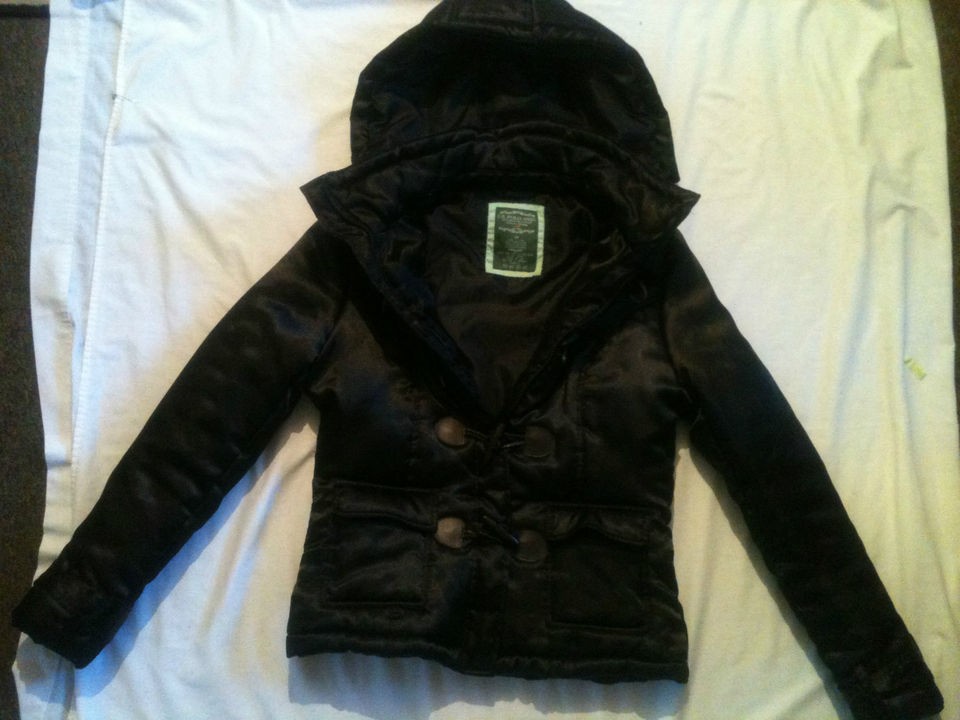 POLO ASSN. Black Shiny HOODED PUFFER PARKA COAT JACKET size 