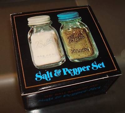 Ball Mason Fruit Jar Salt Pepper Shakers New In Box 70s