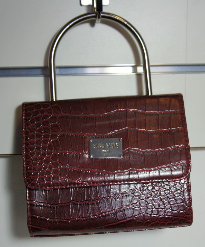 Small EDINA RONAY Burgandy Snakeskin Effect Cute Handbag / Clutch Bag