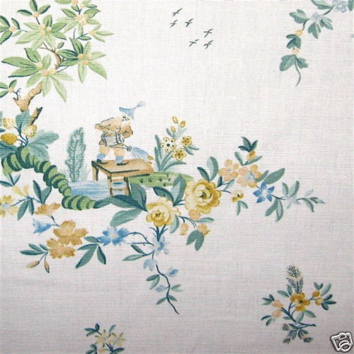 7y Lovely Chinoiserie Toile 100% Cotton Drapery Fabric