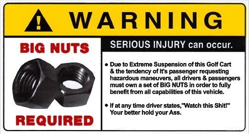 big nuts required decal golf cart yamaha club car ezgo