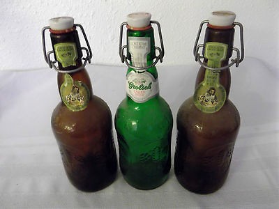 LOT OF 3 GROLSCH SWING TOP PORCELAIN TOP BEER BOTTLES