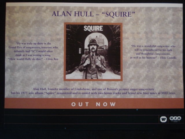 ALAN HULL / LINDISFARNE   HALF PAGE ADVERT FROM UK MUSIC MAGAZINE 