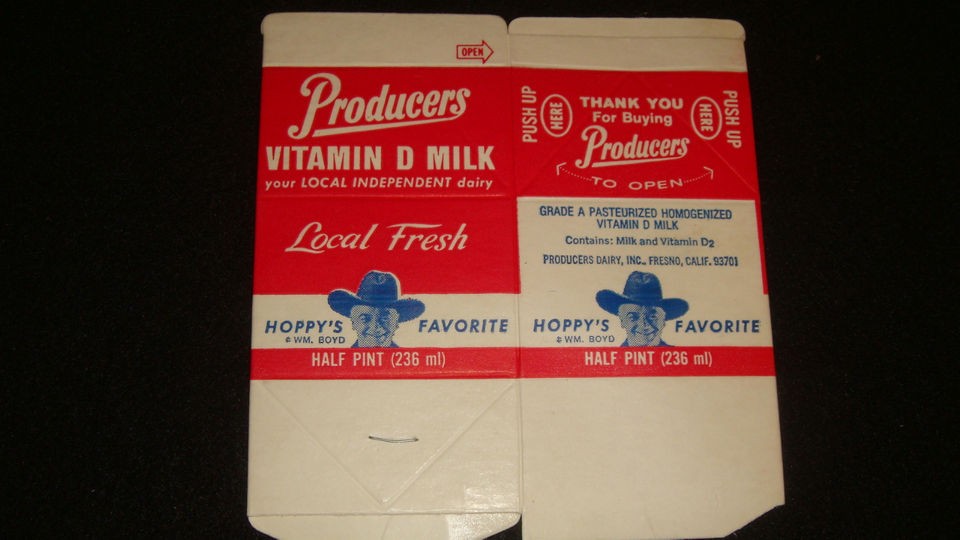 Hopalong Cassidy 1/2 pint Milk Carton VERY COOL