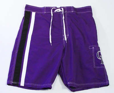 MLB Major League Baseball Colorado Rockies Purple Swim Trunks Board 