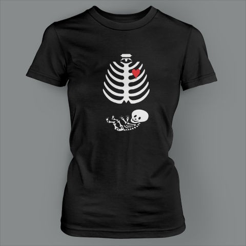 BABY GIRL X RAY SKELETON NON MATERNITY PREGNANCY Ladies T Shirt