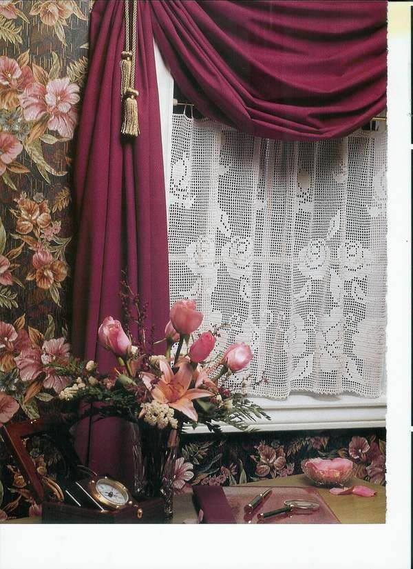   Cafe Curtains Filet Crochet Pattern and Afghan Butterflies Crochet