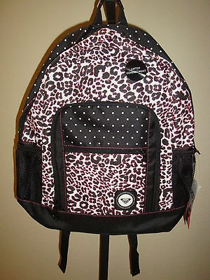 NEW NWT ROXY GIRLS LAPTOP COMPARTMENT BACKPACK CHEETAH POLKA DOT 