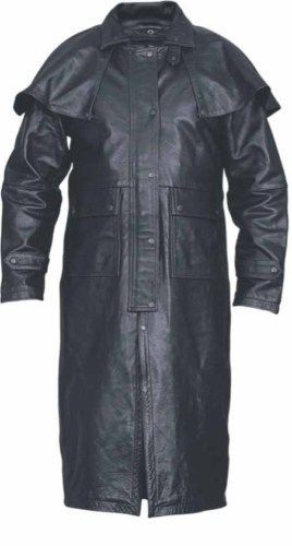 MENS BLACK DUSTER WESTERN COAT BUFFALO SZ LG