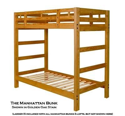 Extra Tall Twin Bunk Bed Frame Golden Oak Stain NEW