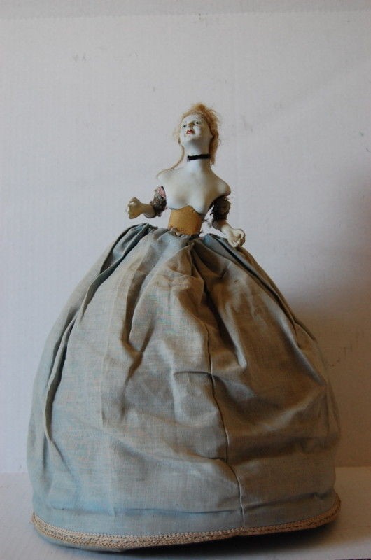 Rare Victorian Female Doll Tea Cozy Moving Arms Lace