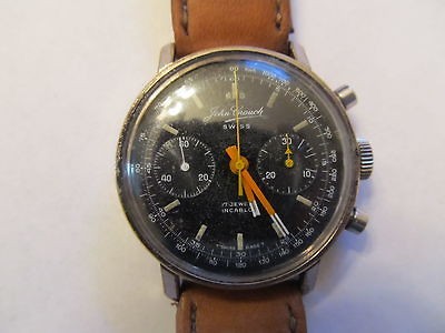   Watch Vintage Swiss Landeron 248 2 pusher John Crouch Large Face