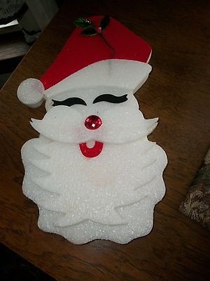 Vintage Styrofoam & Felt Santa Head Wall Hanging Cute