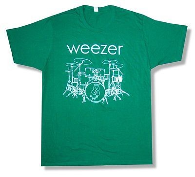 WEEZER   DRUMS DRUM KIT SOFT GREEN T SHIRT   NEW ADULT X LARGE XL