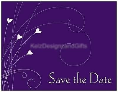 25 x Blank Flat Save the Date Cards for Wedding Engagement. Purple 