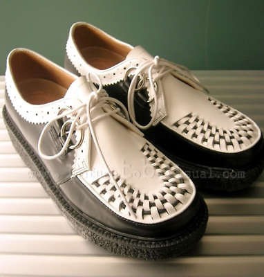 CREEPERS PUNK ROCK PLATFORM SHOES 7.5/8 BLACK+WHITE 38