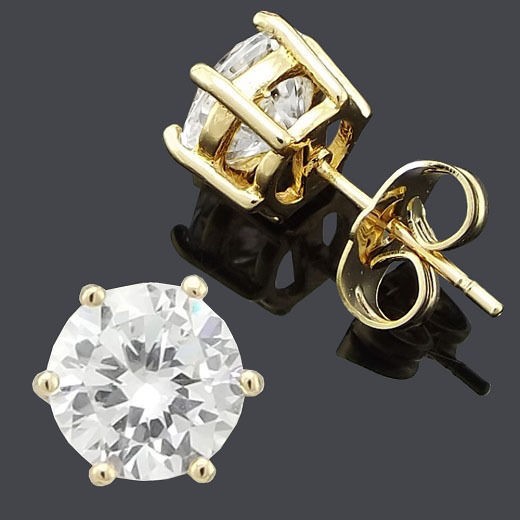 18k GOLD GP Cubic Zirconia stone Earring Stud 4 8mm