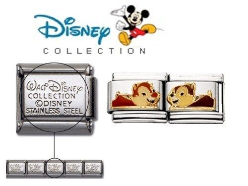   COLLECTION LICENSED CHIP & DALE 9MM ENAMEL ITALIAN DOUBLE CHARM LINK