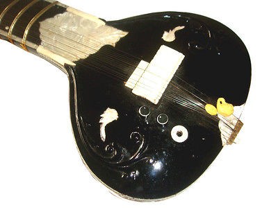 SUPERB GLOSSY BLACK CALCUTTA FUSION SITAR / GUITAR ELECTRIC TRAVEL 