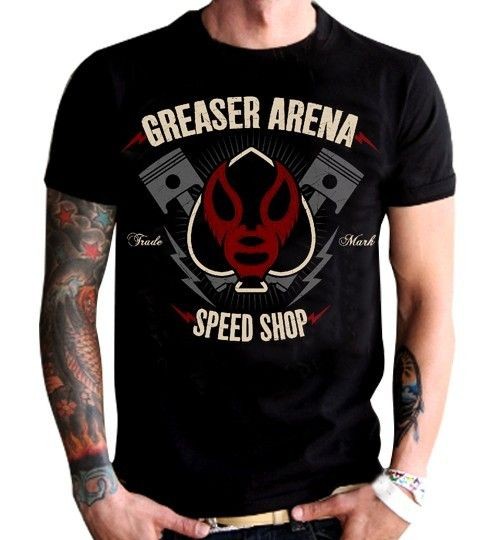 LA MARCA DEL DIABLO MENS T SHIRT HOTROD GREASER ARENA PISTONS ROD RAT 