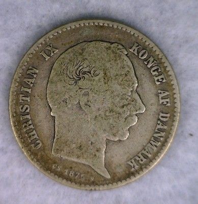 DENMARK 1 KRONE 1875 FINE DANISH COIN