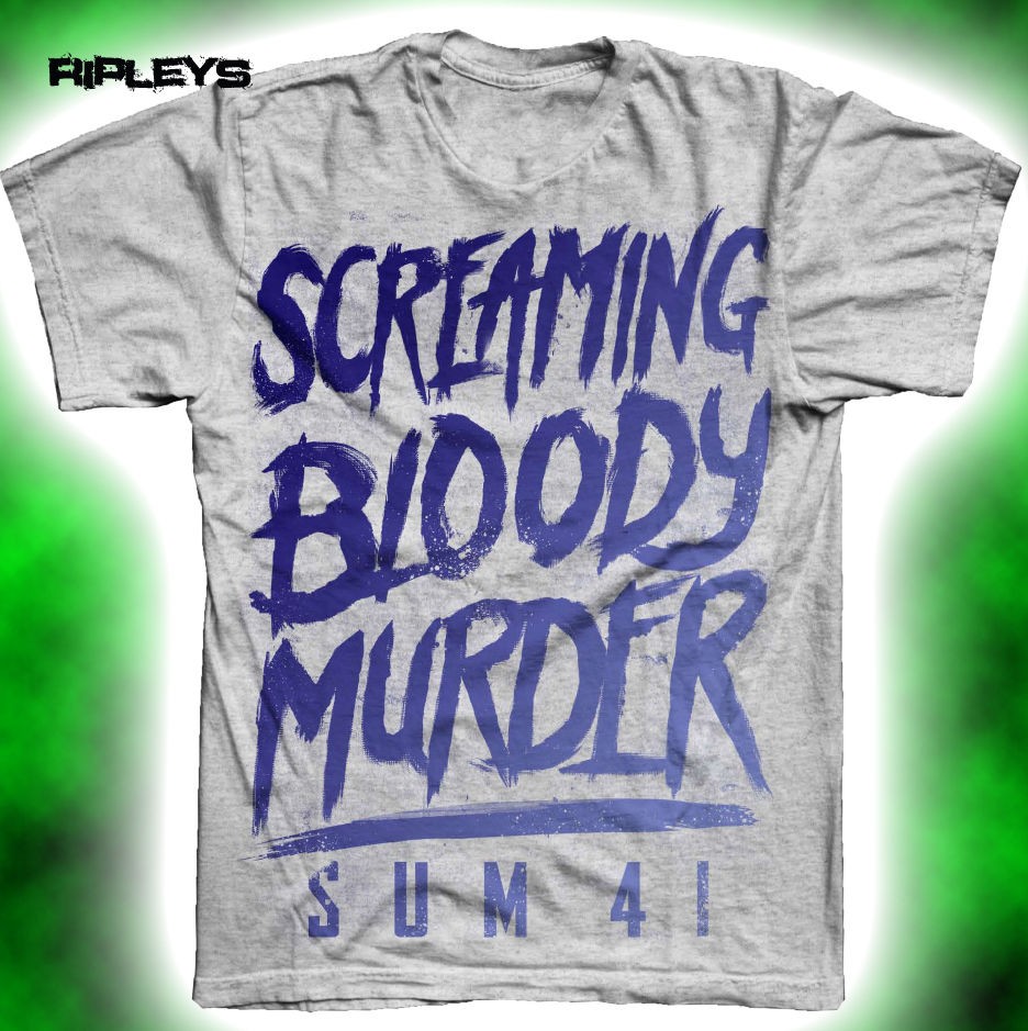 Official T Shirt SUM 41 GREY Blue SCREAMING PAINT L