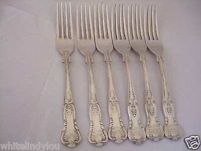 VINTAGE SILVER PLATE 6 DESSERT FORKS KINGS PATTERN DOUBLE STRUCK 