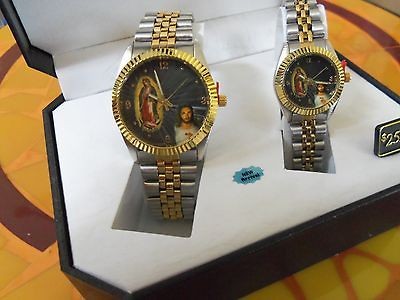   MEN AND WOMEN RELIGIOUS JESUS WATCH BLACK DIAL METAL BAND GIFT SET