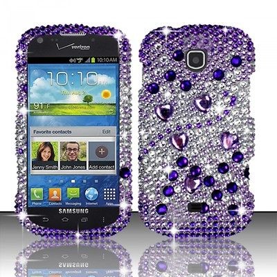 For Samsung Galaxy Prevail Crystal Diamond BLING Hard Case Phone Cover 