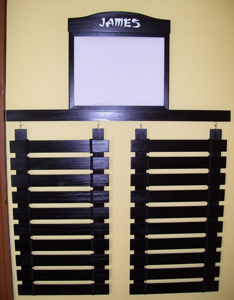 CUSTOM BLACK PAINTED KARATE BELT DISPLAY RACK 20 SLATS