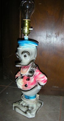 VINTAGE DISNEY DONALD DUCK CHALKWARE LAMP   WORKING