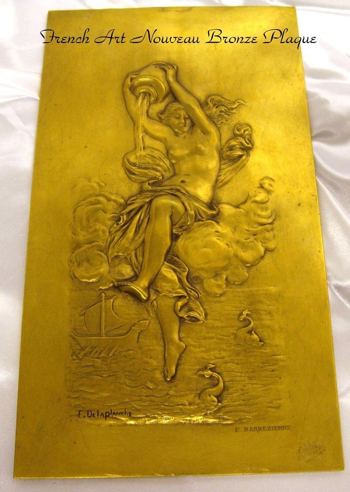 FRENCH BRONZE PLAQUE GREEK MYTHOLOGY SGN. E. DELAPLANCHE & F 