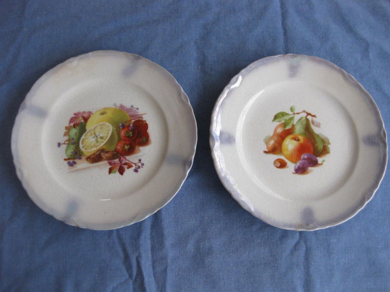 Fruit Design, Small, Decorative, Dresden China Plates