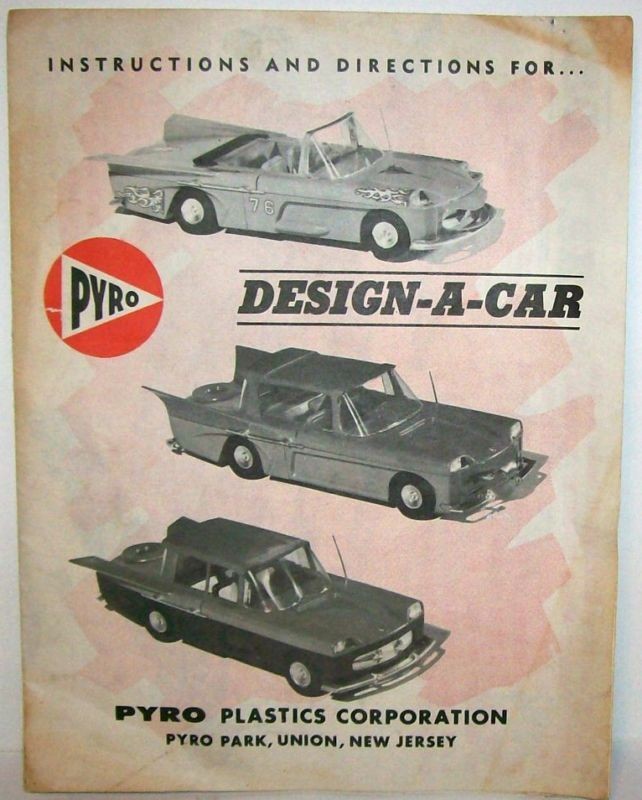 1950s PYRO DESIGN A CAR BIG AUTO KIT INSTRUCTION SHEET