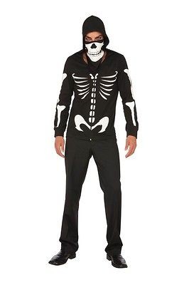 Dustin Bones Glow in the Dark Costume Zip Hoodie Mens Adult Skeleton 