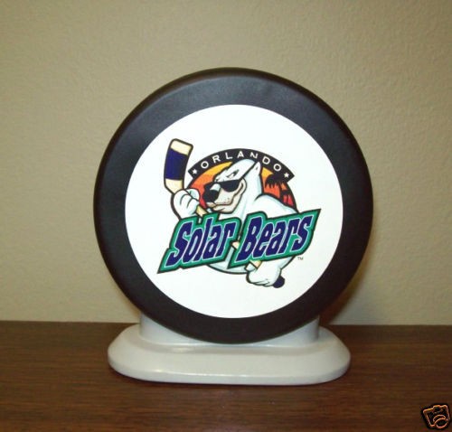 ORLANDO SOLAR BEARS Ice Hockey Puck BANK Shades mascot MINT