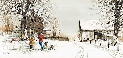 In the Meadow Snowman John Rossini 16x34 inch Framed or Unframed 