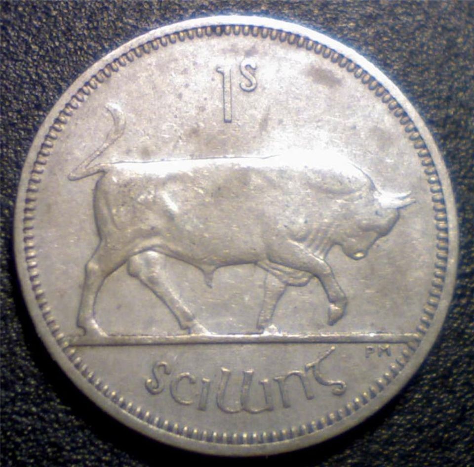 Ireland 1959 Bull 1s One Shilling Irish Coin Scarcer Date