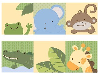 MONKEY ELEPHANT GIRAFFE FROG JUNGLE NURSERY BABY WALL ART BORDER 