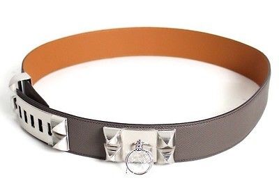   HERMES CDC Collier De Chien Belt Etain Epsom Palladium HDW Sz 90