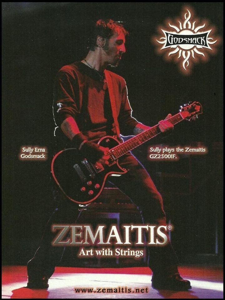 GODSMACK SULLY ERNA 2007 ZEMAITIS GZ2500IF GUITARS AD 8X11 