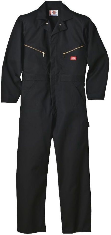 dickies mens black long sleeve twill work coveralls medium large xl 