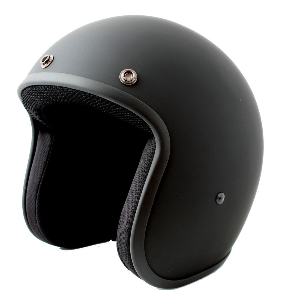   Low Profile Matt Black Bobber Chopper open face jet biker helmet