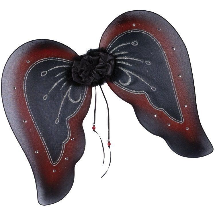 Dark Fairy Wings Gothic Angel Costume Glitter Black Red Halloween 