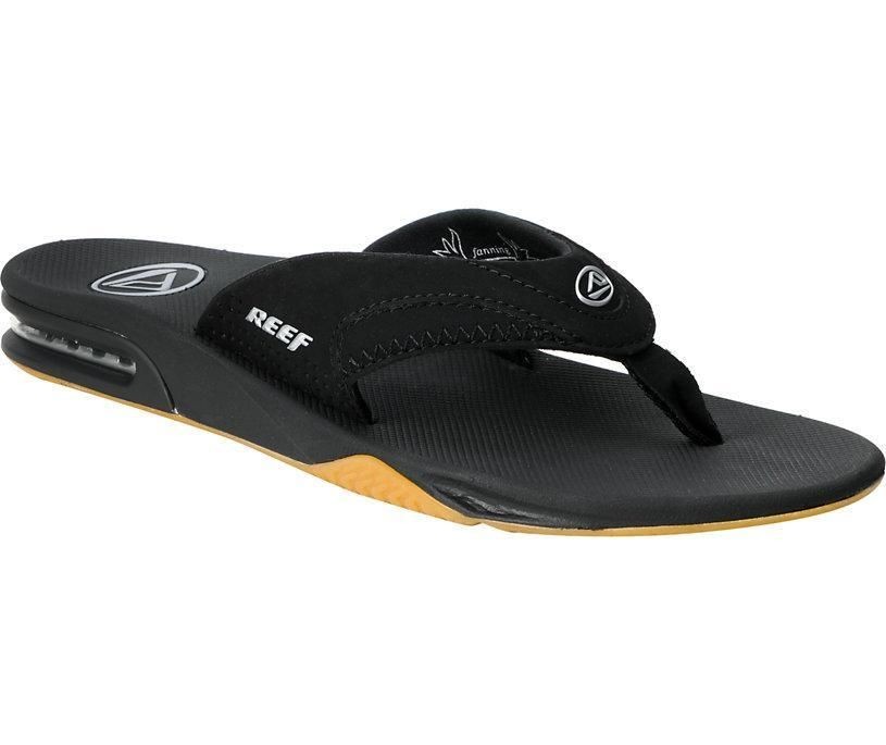 REEF Fanning Mens Casual Sandals Flip Flops BLACK All Sizes (9 13 