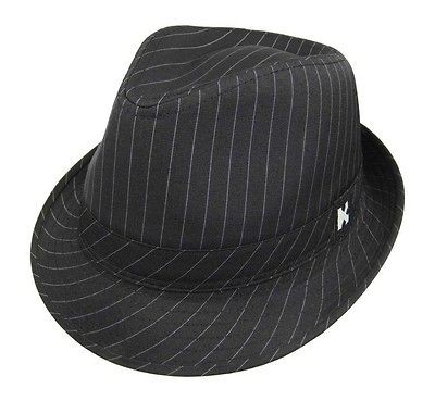 SWANKY Pinstripe Fedora Texedo Low Rider Hat BLACK