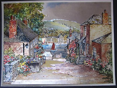 RARE Foil Dufex Print   Bodinnick Ferry, Cornwall   FJ Warren LTD # 