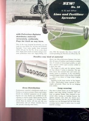 Oliver 18 Lime & Fert.spreader 1954 sales lit.orig.