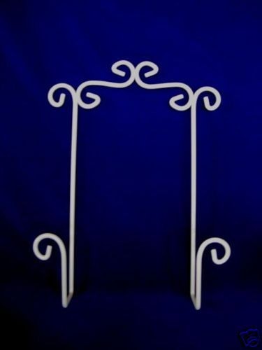 Ornate White Wrought Iron Wall Plate or Picture Rack
