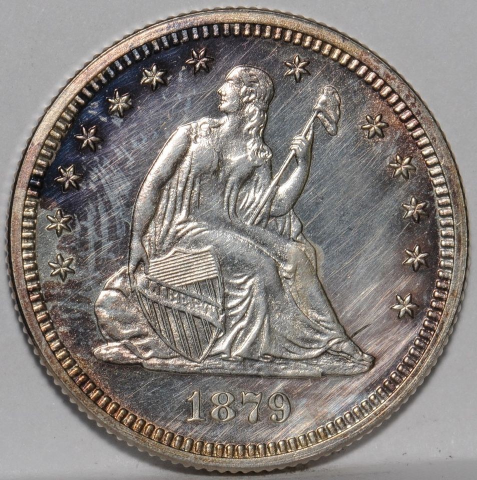 1879 Seated Quarter   Choice Proof   nice toning